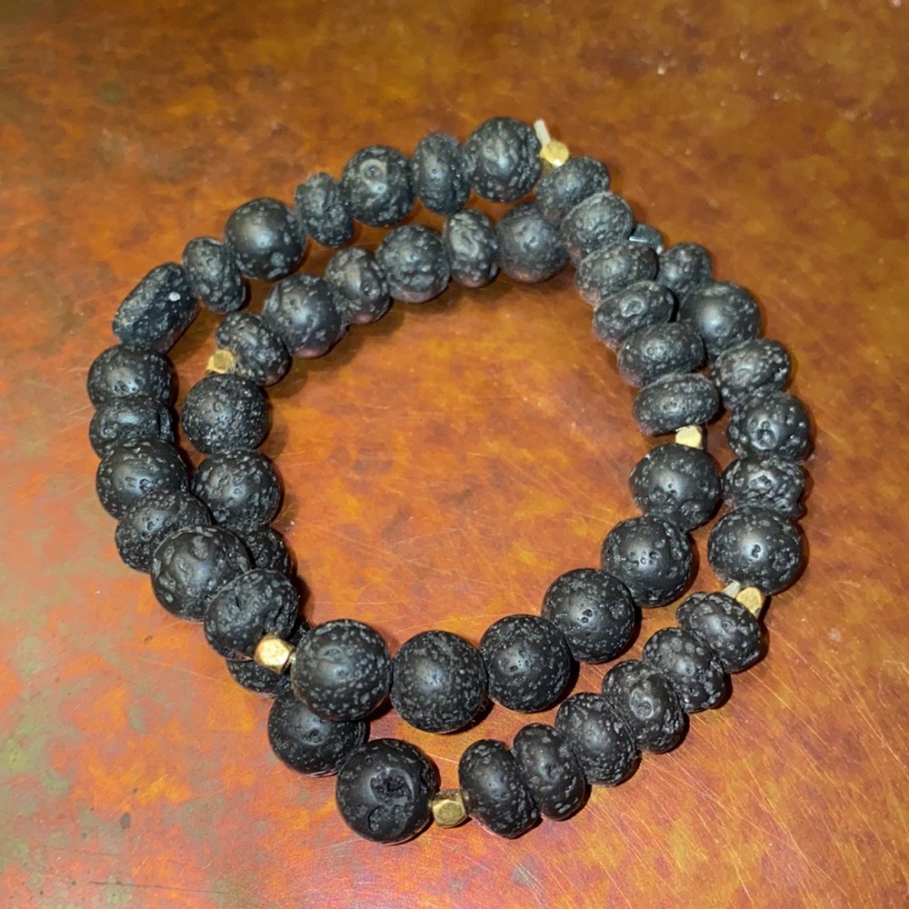 Black Lava Bead Bracelets-2